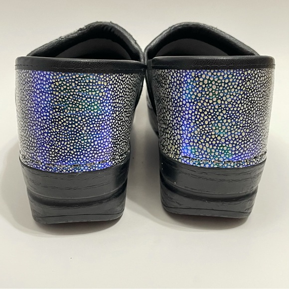 Dansko Professional Iridescent Blue Leather Clogs 41 Sparkle Mermaid Metallic - Picture 4 of 9